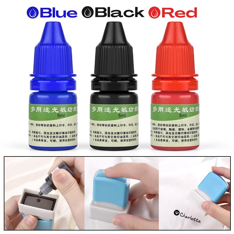 Direct To Garment Ink - 5ml Niebieski Czerwony Czarny Atrament Tekstylny